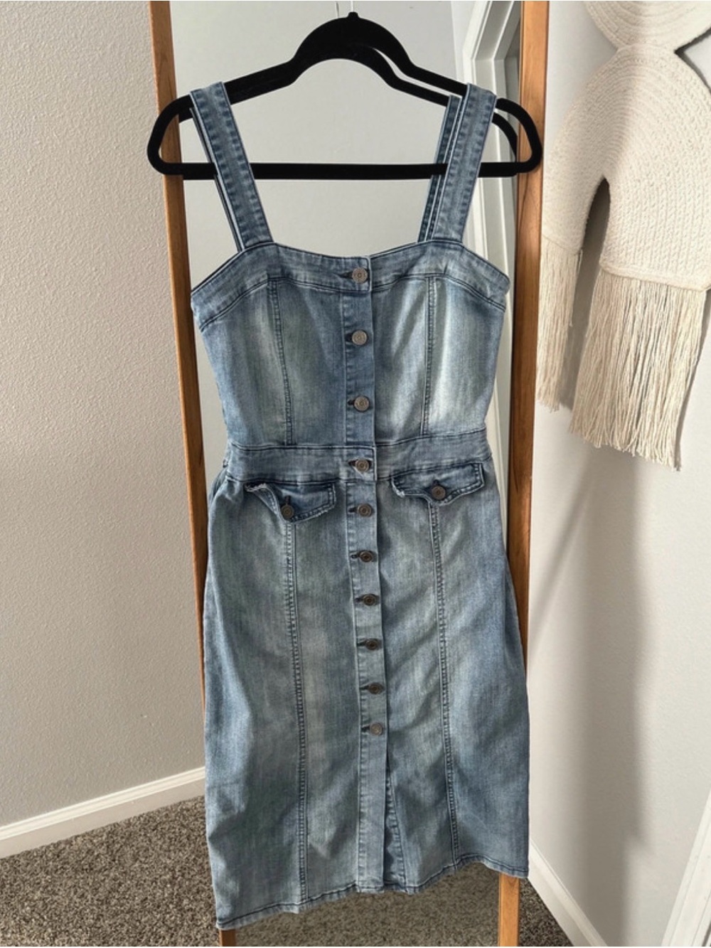 Indigo Rein Denim Midi Dress - Light Blue